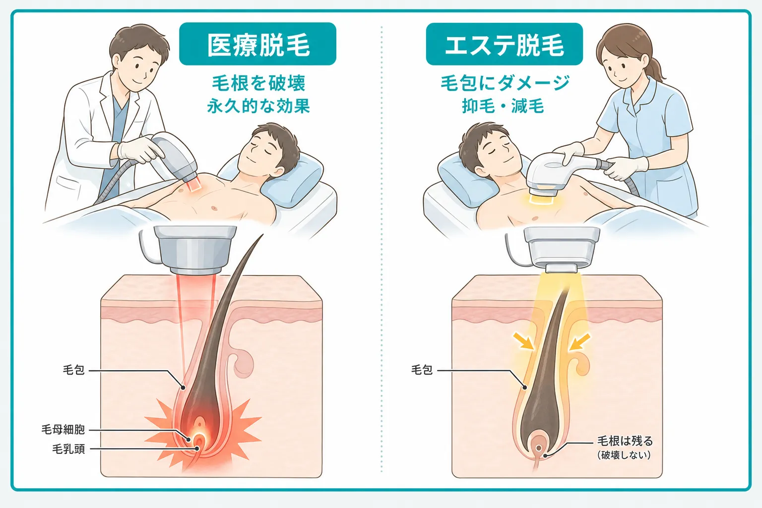 マ脱毛方法による安全性の違い