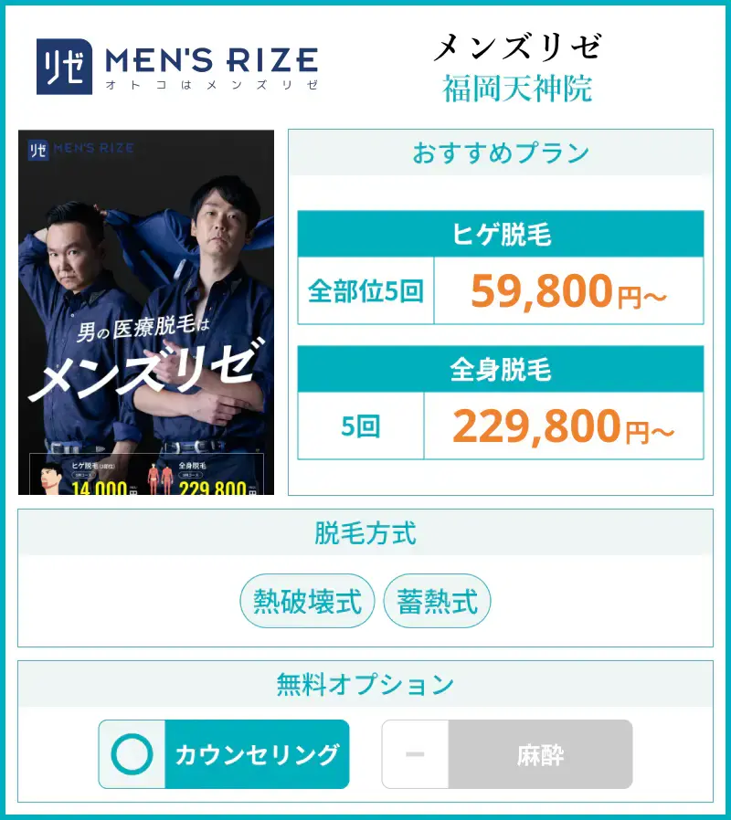 メンズリゼのスペック画像